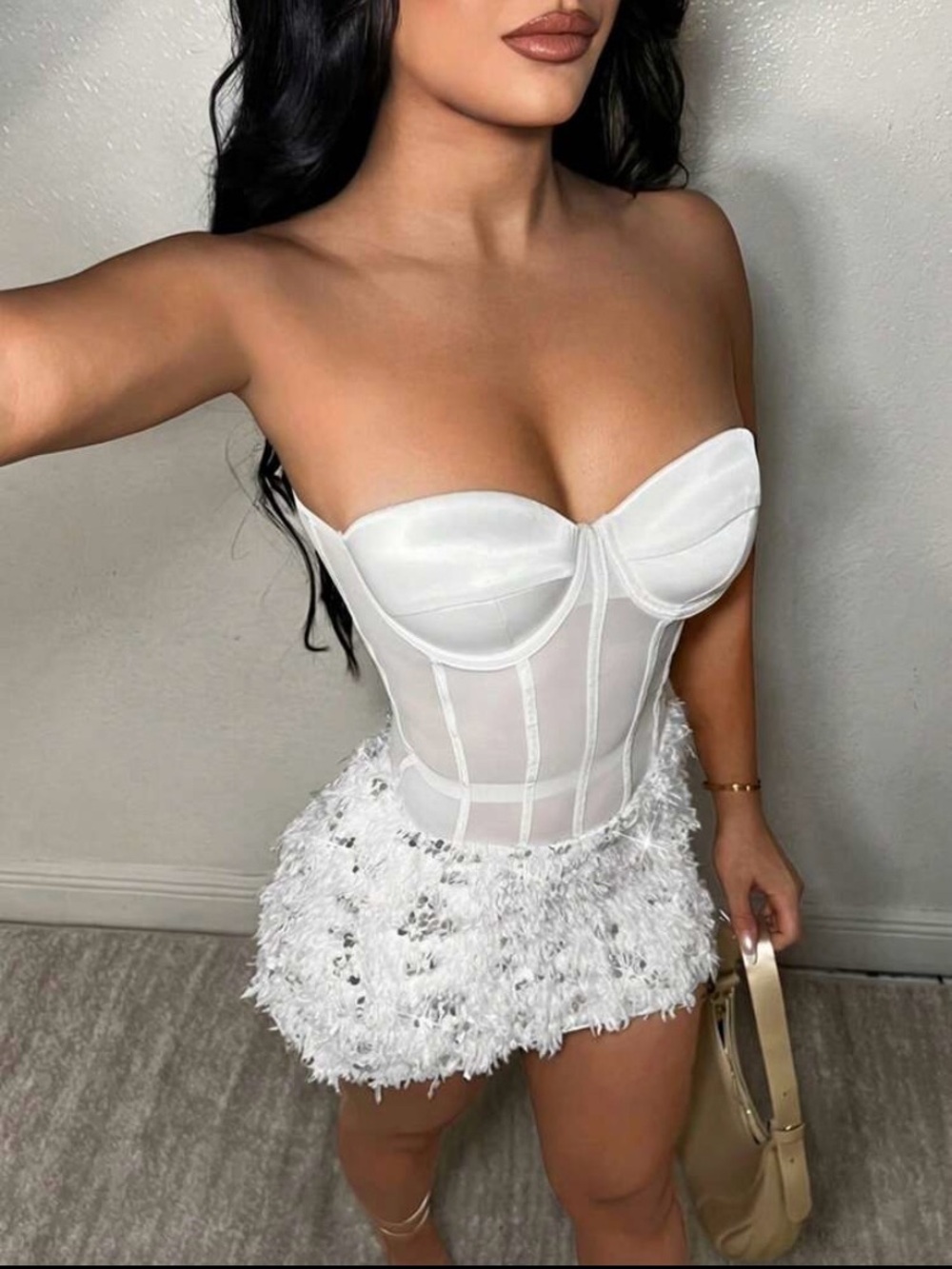 White Strapless Corset Mini Dress